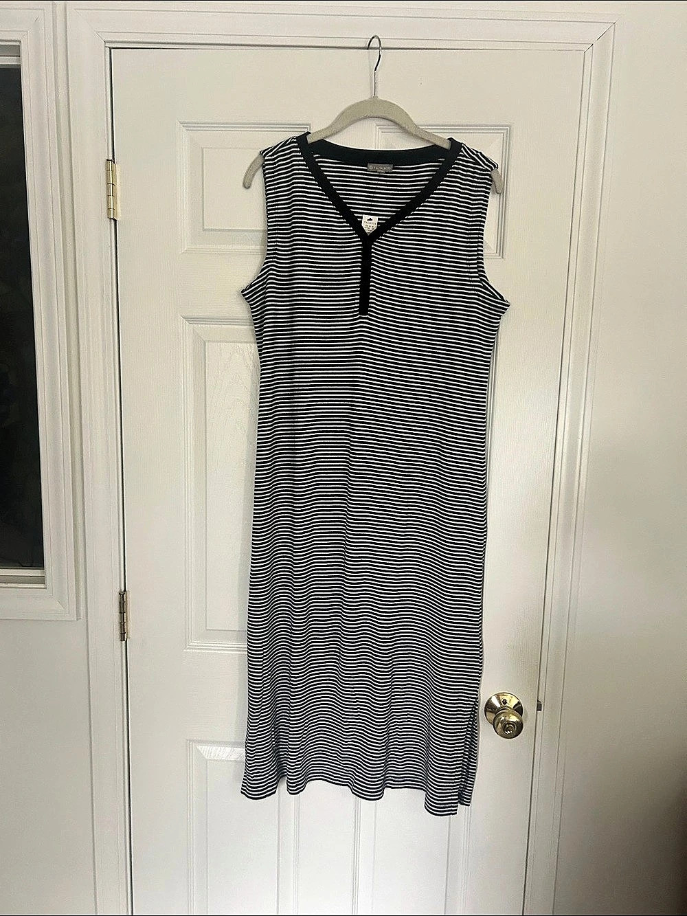 Talbots Striped Midi Dress in Black & White Size Large NWT